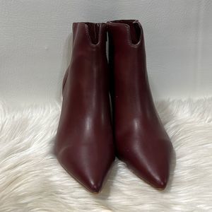 Beautiful Boston Design Studio Maroon Pointed Toe 3” Stiletto Heel Booties NWOT